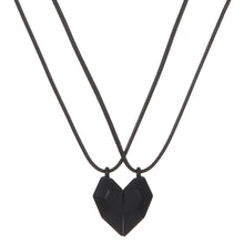 Load image into Gallery viewer, Heart necklace  Heart shaped couple necklace set Black necklace  Magnetic
