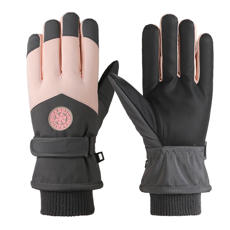 Men women adult windproof and waterproof double-layer warm winter ski gloves