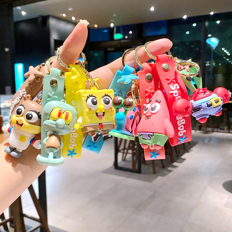 Set  of 6pcs  Creative  cartoon keychain cartoon personalized school bag pendant car chain male and female doll small gift