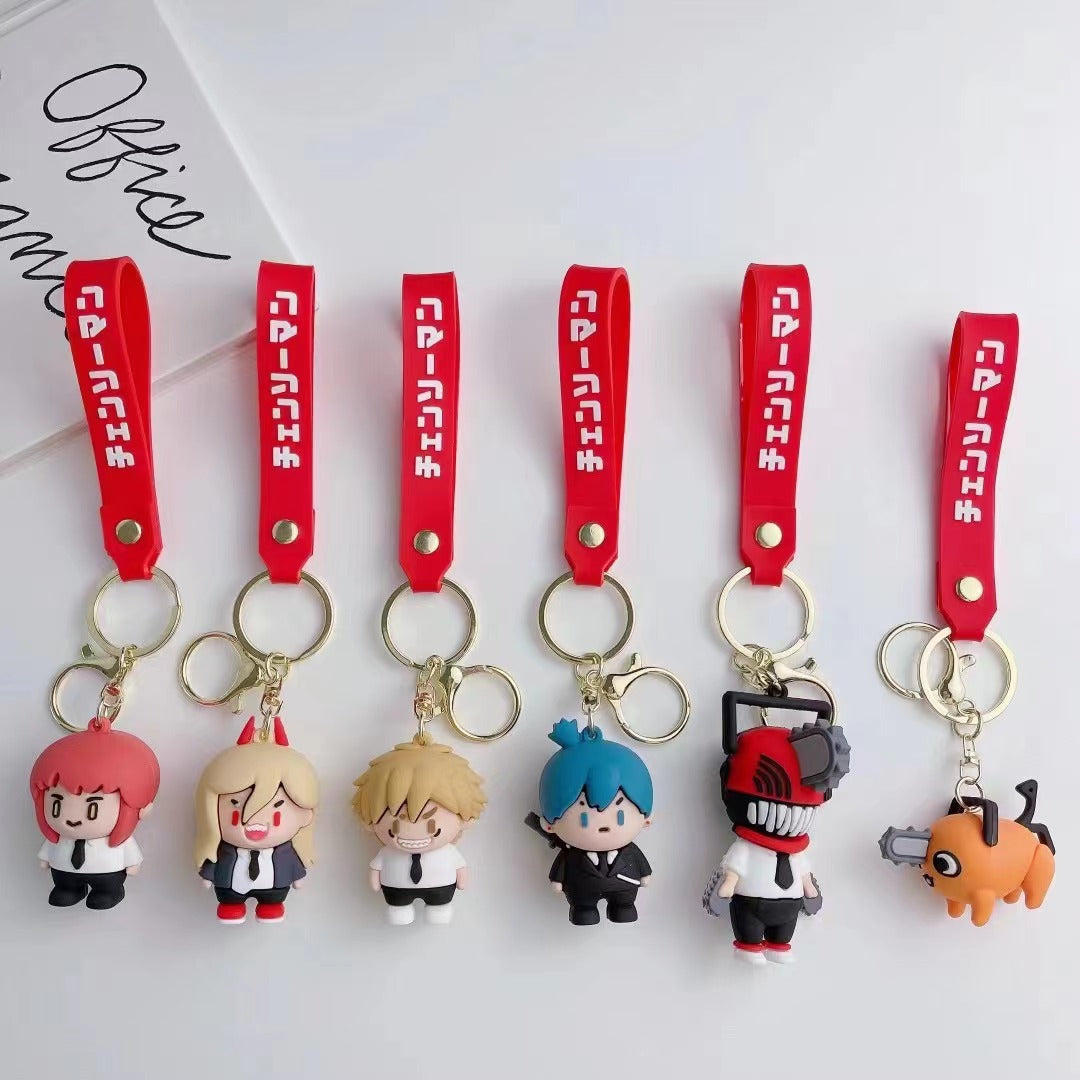 Set  of 6pcs Creative  cartoon keychain cartoon personalized school bag pendant car chain male and female doll small gift
