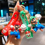 Set of 6 Creative  keychain cartoon personalized school bag pendant car chain  small gift Mario