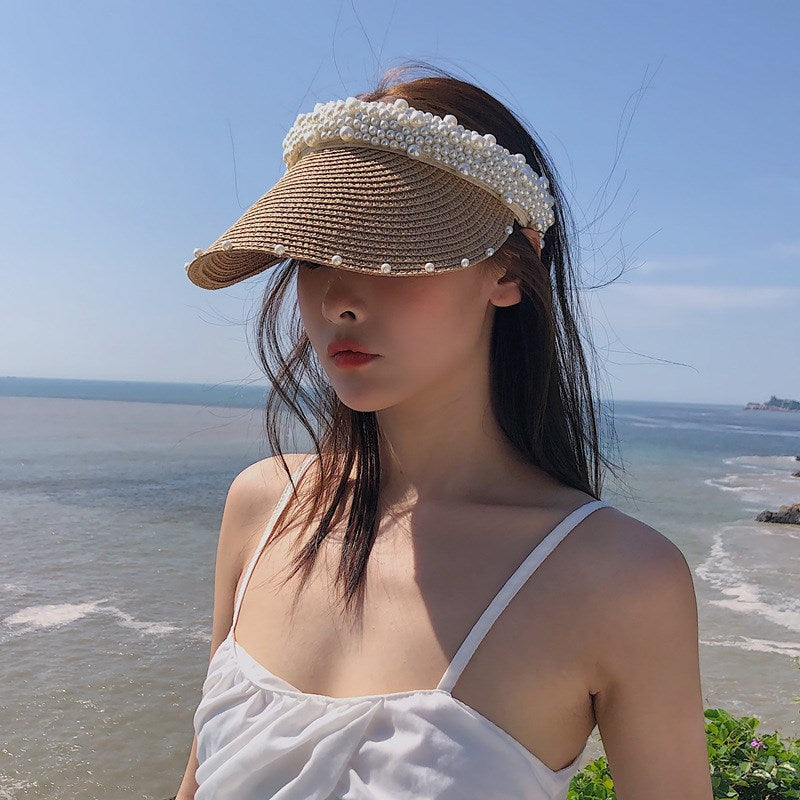 Fashionable Pearl Hollow Sun Hat Personalized Vacation Hat