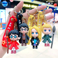 Set of 4 Creative  keychain cartoon personalized school bag pendant car chain   small gift harry potter