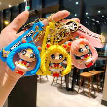Load image into Gallery viewer, Set of 3 Creative cattoon  keychain  school bag pendant car chain male and female doll small gift
