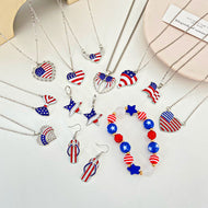 American Independence Day Series Necklace Set Fashionable and Simple Diamond Wings Love Pendant Clavicle Chain
