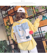 Load image into Gallery viewer, Canvas bag shoulder cartoon student class tuition backpack shopping bag
