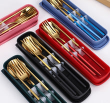 Charger l&#39;image dans la galerie, Spoon and Fork Chopsticks Cutlery Set Flatwear Set Stainless Steel 3in1    002
