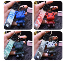 Load image into Gallery viewer, Set of 4 Creative colorful  bear keychain cartoon personalized school bag pendant car chain male and female doll small gift
