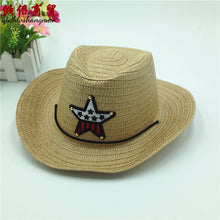 Load image into Gallery viewer, Boys straw hat cowboy style
