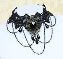Load image into Gallery viewer, Lace necklace big gemstone collarbone gemstone pendant fashion jewelry
