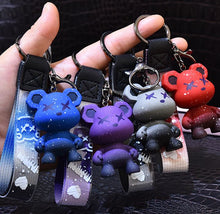 Load image into Gallery viewer, Set of 4 Creative colorful  bear keychain cartoon personalized school bag pendant car chain male and female doll small gift
