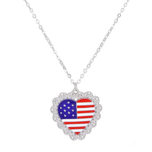 Charger l&#39;image dans la galerie, American Independence Day Series Necklace Set Fashionable and Simple Diamond Wings Love Pendant Clavicle Chain
