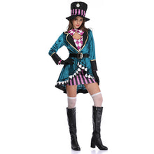 Charger l&#39;image dans la galerie, Halloween Ellie Mad Hatter Silk Adult Magician Performance Costume Nightclub Animal Trainer Stage Performance Costume
