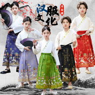 Kids Boys and girls Hanfu Chinese performance costumes children's horse face skirts ancient costumes Chinese culture dresses