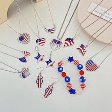 Load and play video in Gallery viewer, American Independence Day Series Necklace Set Fashionable and Simple Diamond Wings Love Pendant Clavicle Chain
