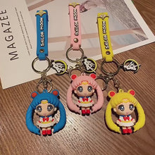Load and play video in Gallery viewer, Set of 3 Creative cattoon  keychain  school bag pendant car chain male and female doll small gift

