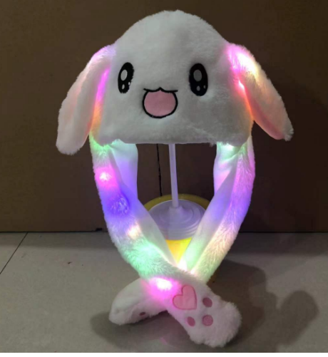 Glowing cartoon airbag hat Rabbit plush hat with moving ears Adult children