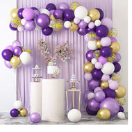 Party Balloons Set 125PCS purple white golden