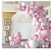 Party Balloons Set white pink princess style 107pcs