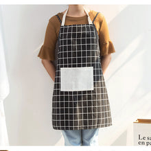 Load image into Gallery viewer, Fabric Apron Kitchen Sleeveless Pocket Apron Adult Waterproof Oilproof Antifouling Plaid Apron
