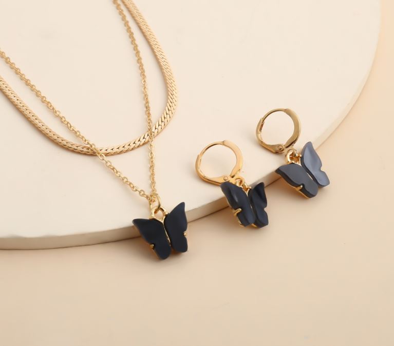Jewelry design ins style geometric necklace temperament color small butterfly wild short necklace
