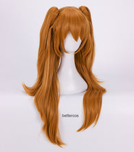 Load image into Gallery viewer, EVA Evangelion Asuka Cos Wig Orange Double Ponytail Long Wig Set
