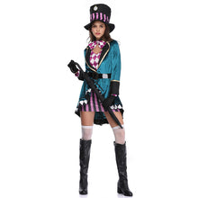 Charger l&#39;image dans la galerie, Halloween Ellie Mad Hatter Silk Adult Magician Performance Costume Nightclub Animal Trainer Stage Performance Costume
